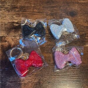 1 NIP Sparkling Bow Keychain - Black, Red, White